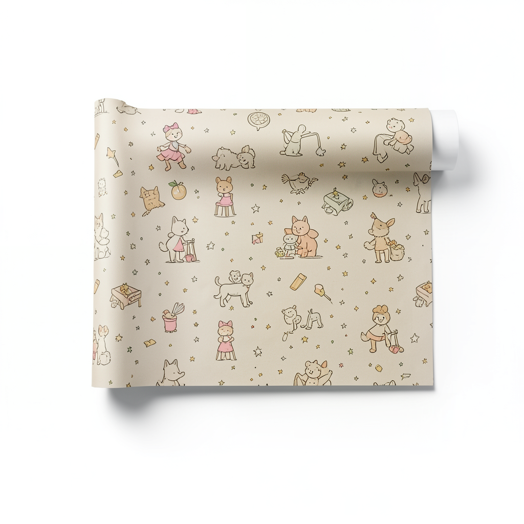 Youth and Children Wallpaper 10m x 0.53m Beige Color, Model GK8894B
