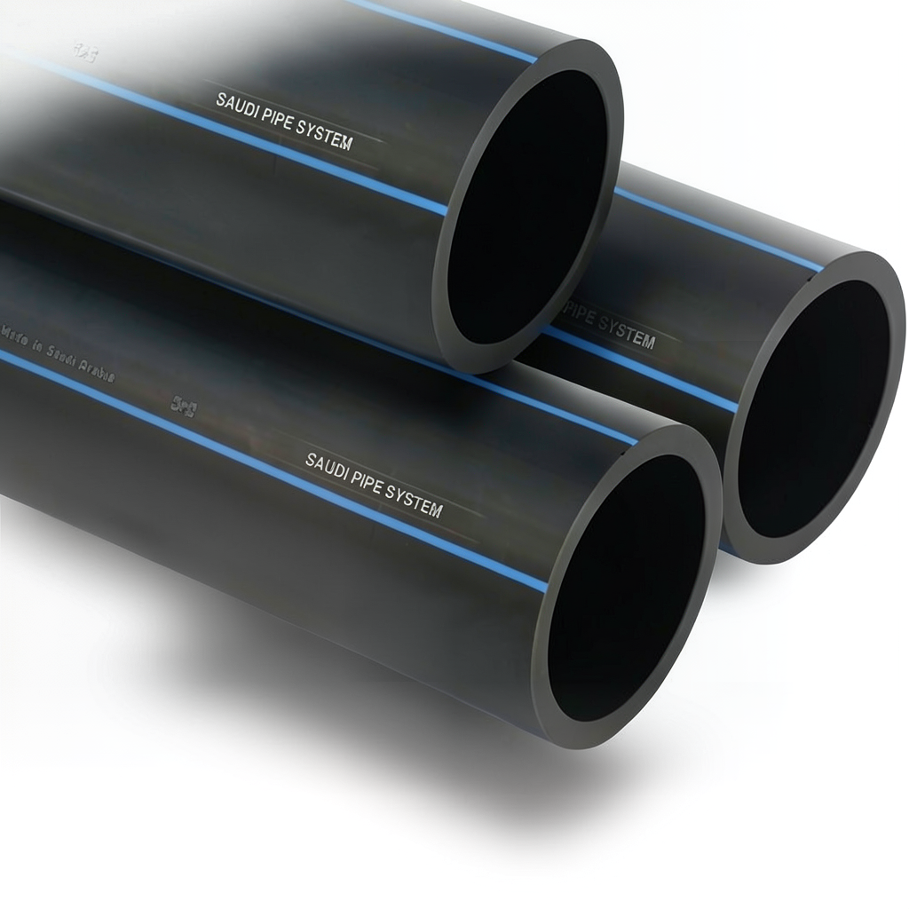 مواسير HDPE PE 100 ضغط 10 بار قطر خارجي 560 مم سمك 33.2 مم لون أسود | مصنع أنظمة الانابيب السعودي (SPS)