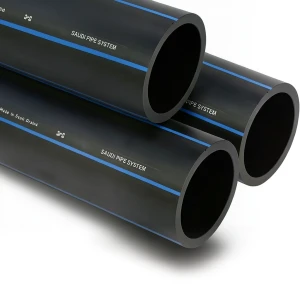 أنابيب HDPE السعودي PE 100 ضغط 6 بار قطر خارجي 630 مم سمك 24.1 مم لون أسود | مصنع أنظمة الانابيب السعودي (SPS)