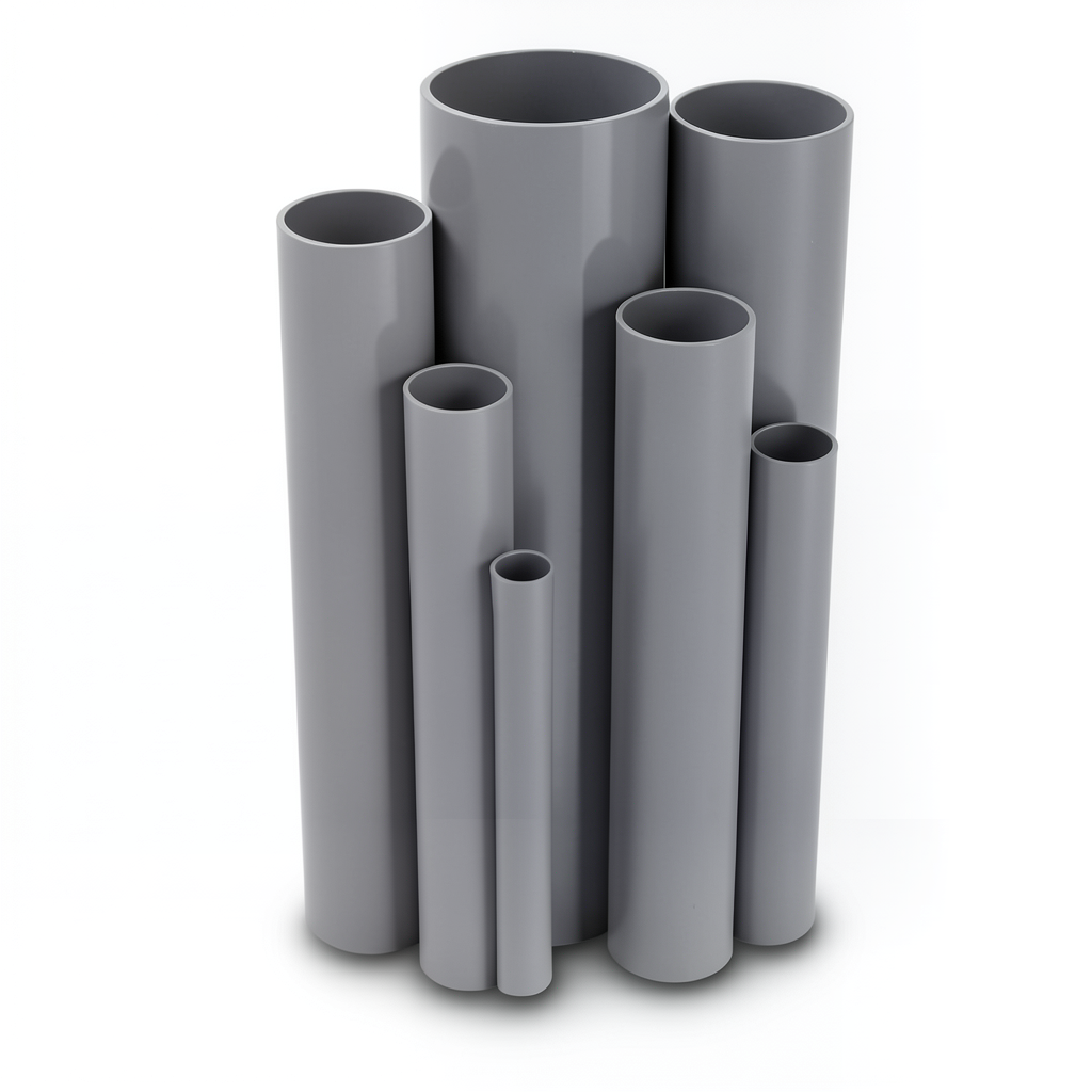 مواسير UPVC ضغط 2.5 بار قطر خارجي 160 مم سمك 1.8 مم لون رمادي