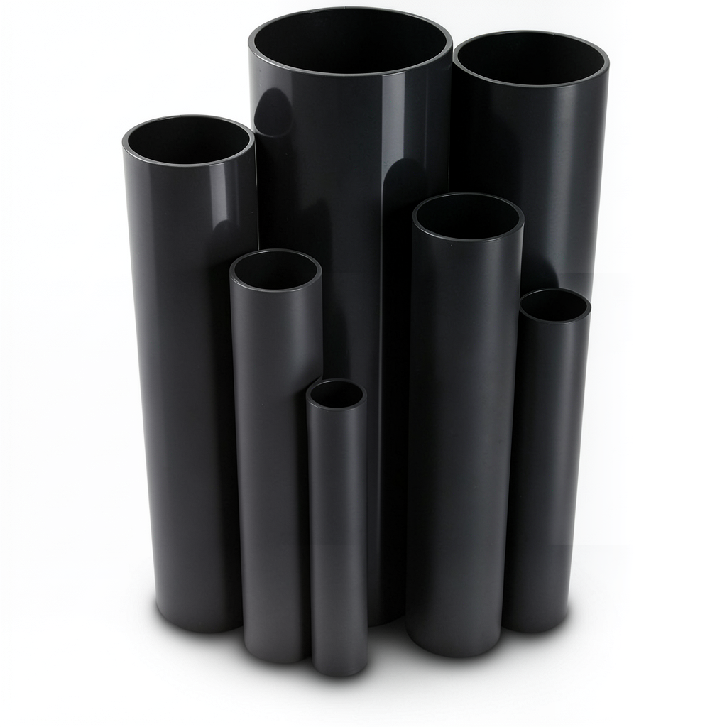 مواسير UPVC ضغط 6 بار قطر خارجي 710 مم سمك 20.7 مم لون أسود