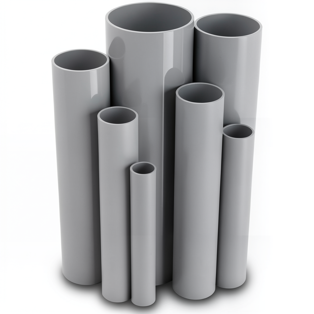مواسير UPVC ضغط 2.5 بار قطر خارجي 160 مم سمك 1.8 مم لون رمادي