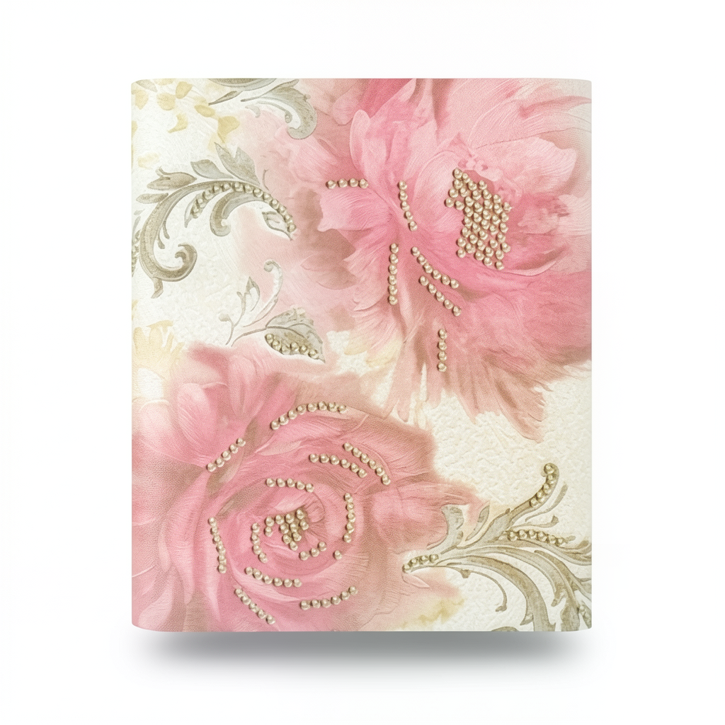 Italian Wallpaper Beige with Pink, 10m Length, 0.73m Width