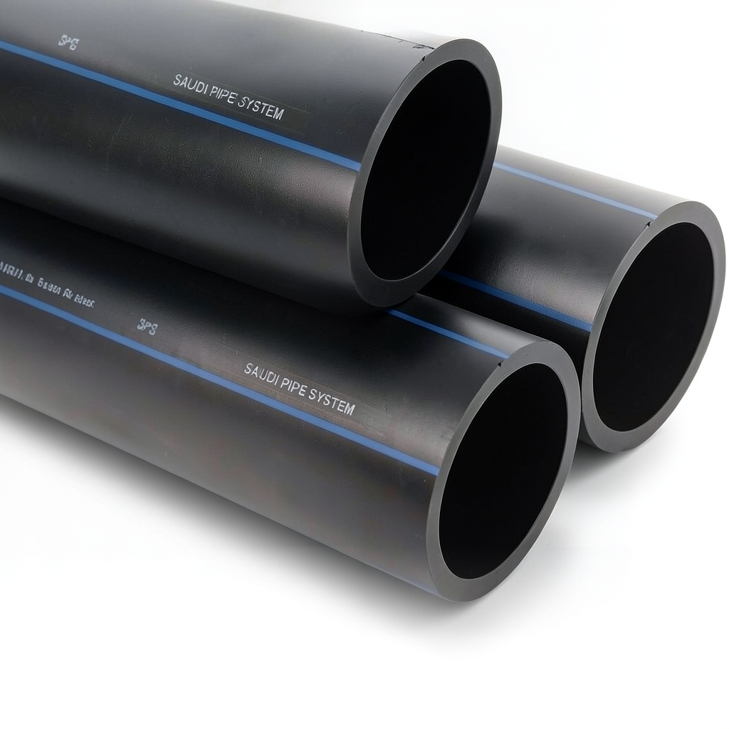 أنابيب HDPE PE 80 ضغط 8 بار قطر خارجي 32 مم سمك 2 مم لون أسود | مصنع أنظمة الانابيب السعودي (SPS)