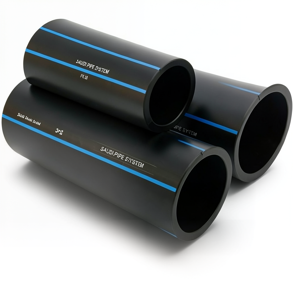 أنابيب HDPE السعودي PE 80 ضغط 12.5 بار قطر خارجي 40 مم سمك 3.7 مم لون أسود | مصنع أنظمة الانابيب السعودي (SPS)