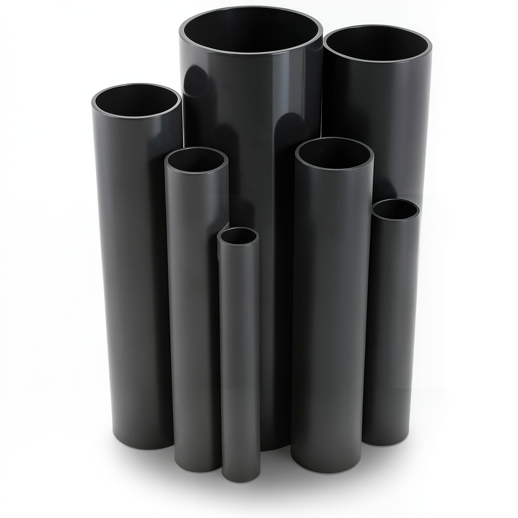 مواسير UPVC ضغط اسمي 10 بار قطر خارجي 500 مم سمك 23.9 مم لون أسود
