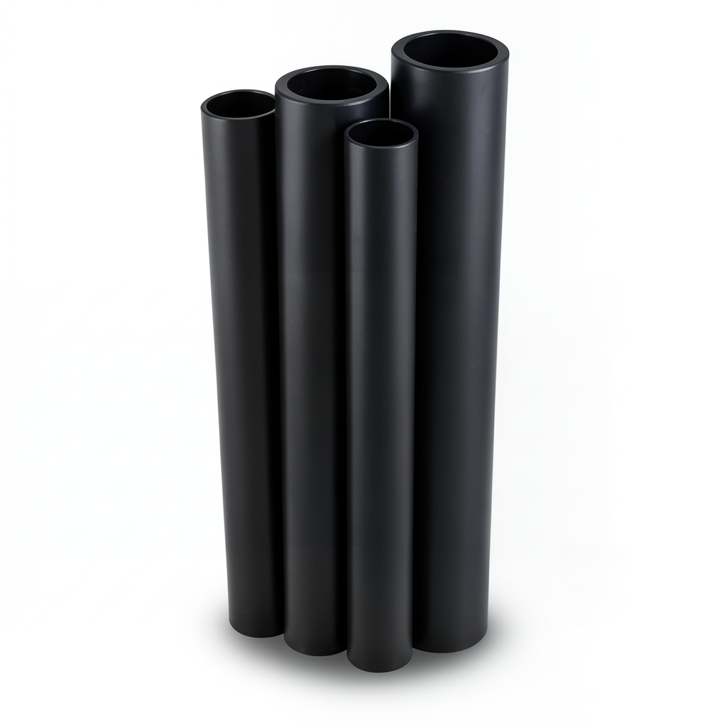 أنابيب HDPE PE 100 ضغط اسمي 6 بار قطر خارجي 560 مم سمك 21.4 مم أسود