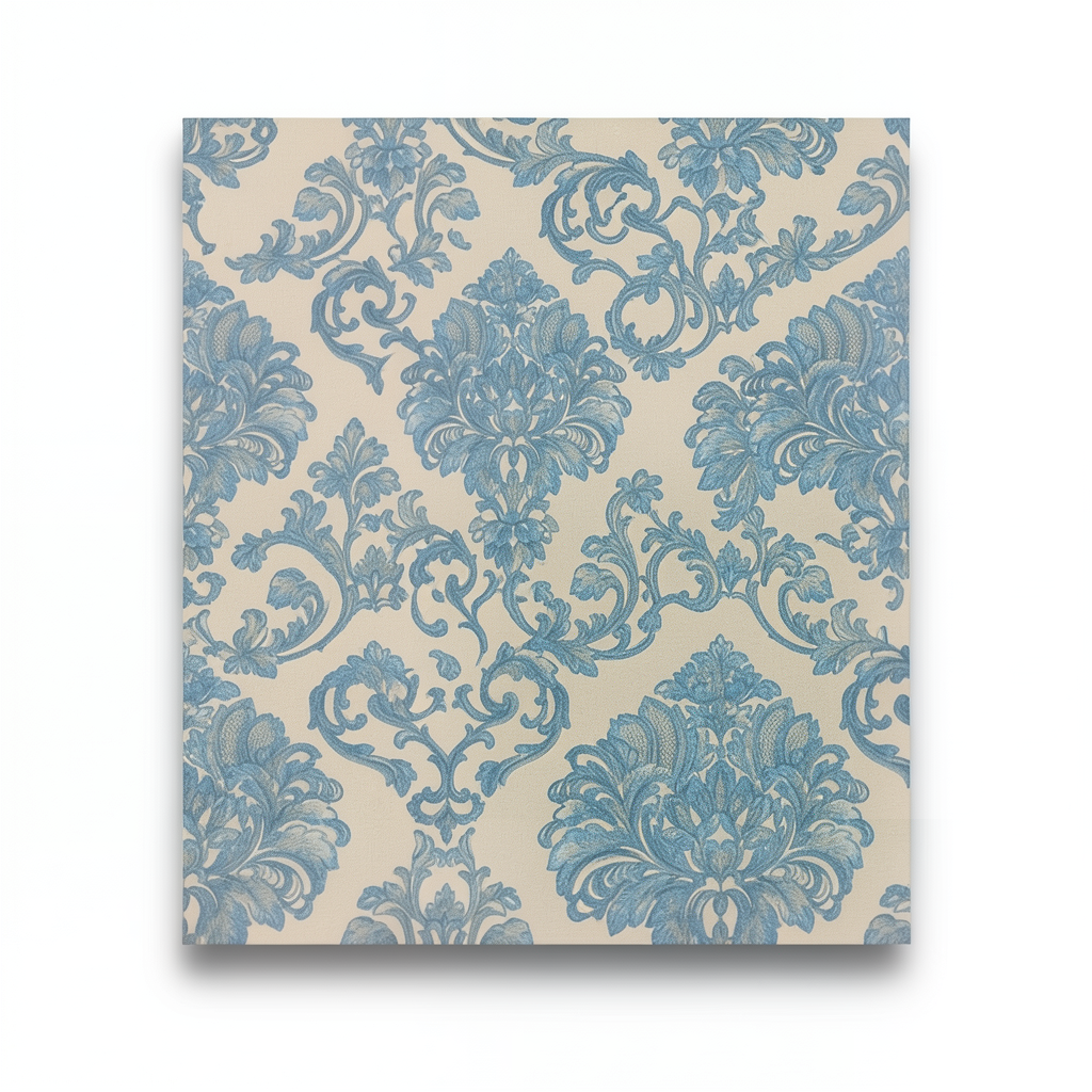 Italian Wall Decoration Beige with Blue, 10m x 0.73m, Model 25013