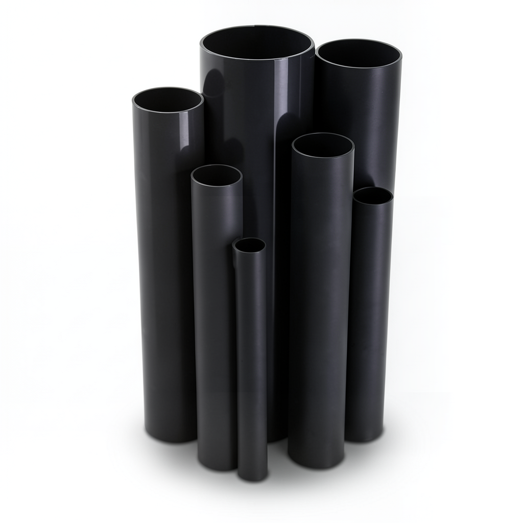 مواسير UPVC ضغط 10 بار قطر خارجي 160 مم سمك 7.7 مم لون اسود