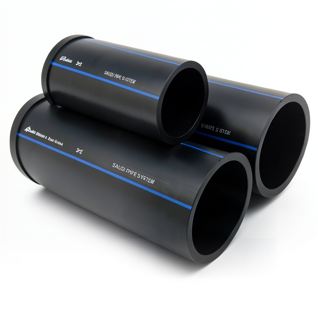 أنابيب HDPE السعودي PE 80 ضغط 12.5 بار قطر خارجي 50 مم سمك 4.6 مم لون اسود | مصنع أنظمة الانابيب السعودي (SPS)