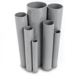 مواسير UPVC ضغط 2.5 بار قطر خارجي 200 مم سمك 1.8 مم لون رمادي