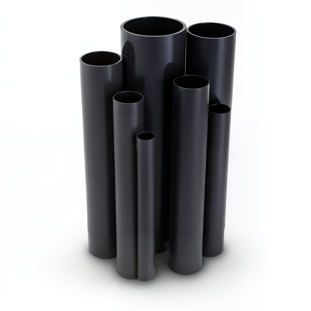 مواسير UPVC ضغط 2.5 بار قطر خارجي 200 مم سمك 1.8 مم لون اسود