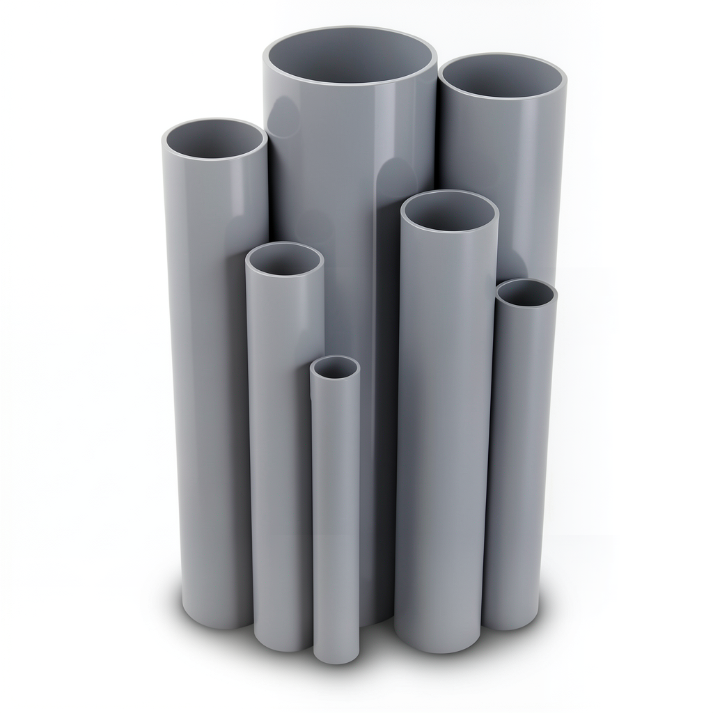 UPVC Pipes Nominal Pressure 4 Bar Outside Diameter 200 mm Thickness 4 mm Gray