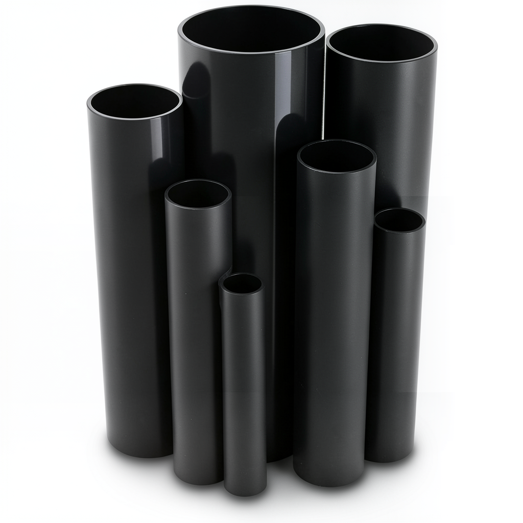 مواسير UPVC ضغط 4 بار قطر خارجي 200 مم سمك 4 مم لون اسود