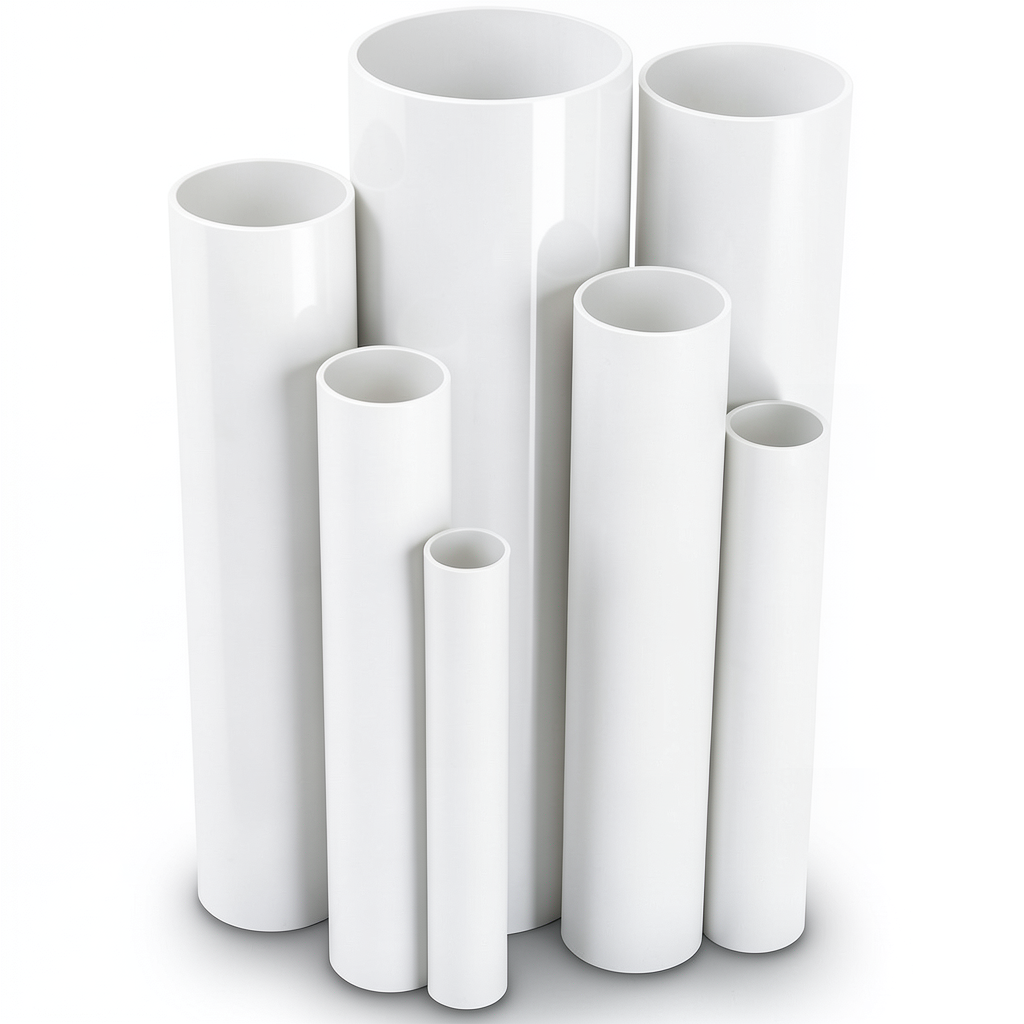 مواسير UPVC ضغط 6 بار قطر خارجي 200 مم سمك 5.9 مم لون أبيض