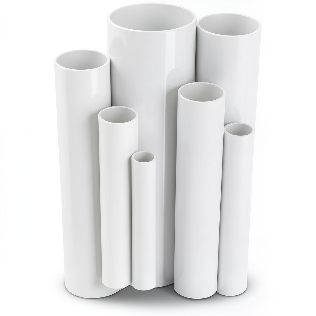 مواسير UPVC ضغط 10 بار قطر خارجي 200 مم سمك 9.6 مم لون أبيض