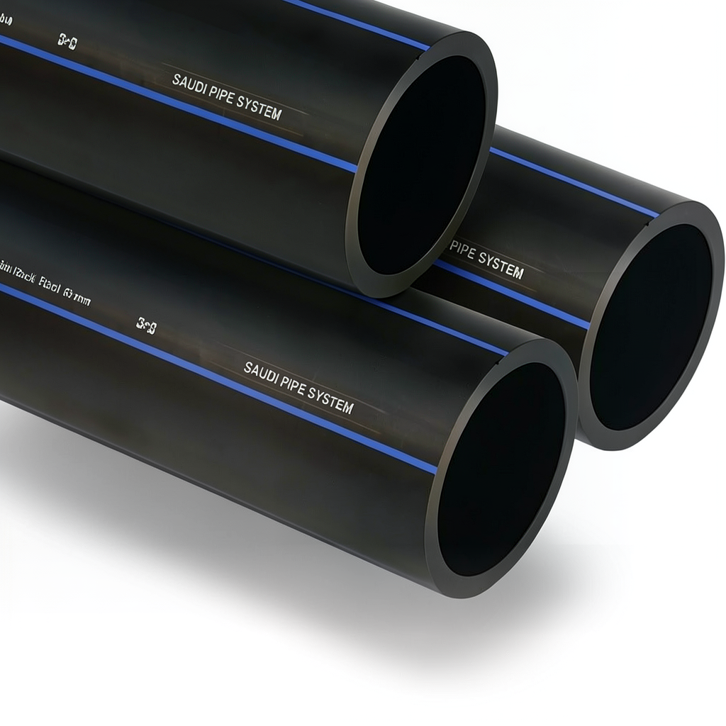 مواسير HDPE PE 80 ضغط 8 بار قطر خارجي 63 مم سمك 3.8 مم لون أسود | مصنع أنظمة الانابيب السعودي (SPS)