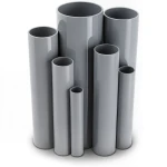 مواسير UPVC ضغط 2.5 بار قطر خارجي 200 مم سمك 1.8 مم لون رمادي