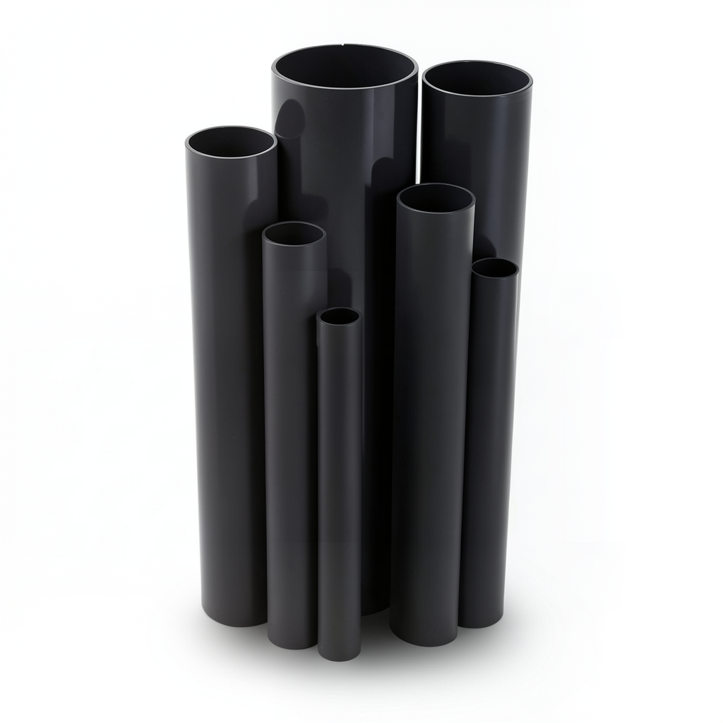 مواسير UPVC ضغط 4 بار قطر خارجي 200 مم سمك 4 مم لون اسود