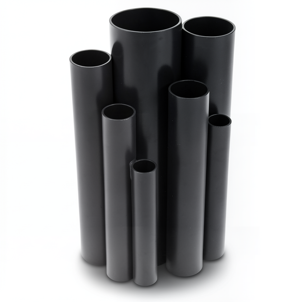 مواسير UPVC ضغط اسمي 6 بار قطر خارجي 200 مم سمك 5.9 مم لون أسود