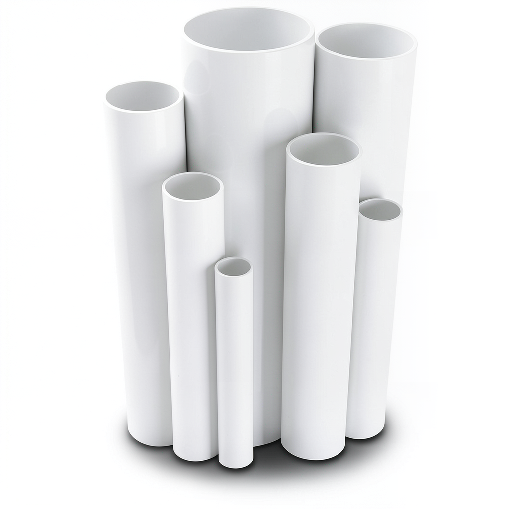 مواسير UPVC ضغط 10 بار قطر خارجي 200 مم سمك 9.6 مم لون أبيض