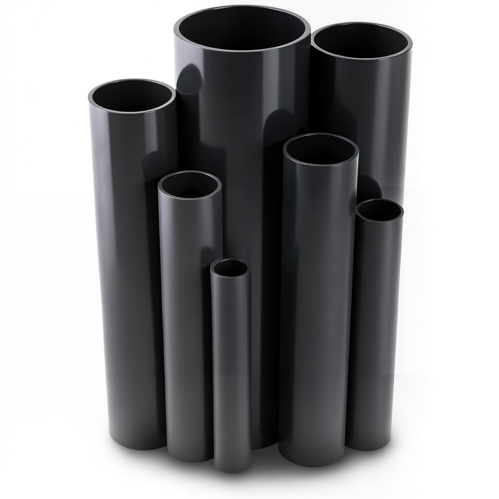 UPVC Pipes Nominal Pressure 4 Bar Outside Diameter 200 mm Thickness 4 mm Black