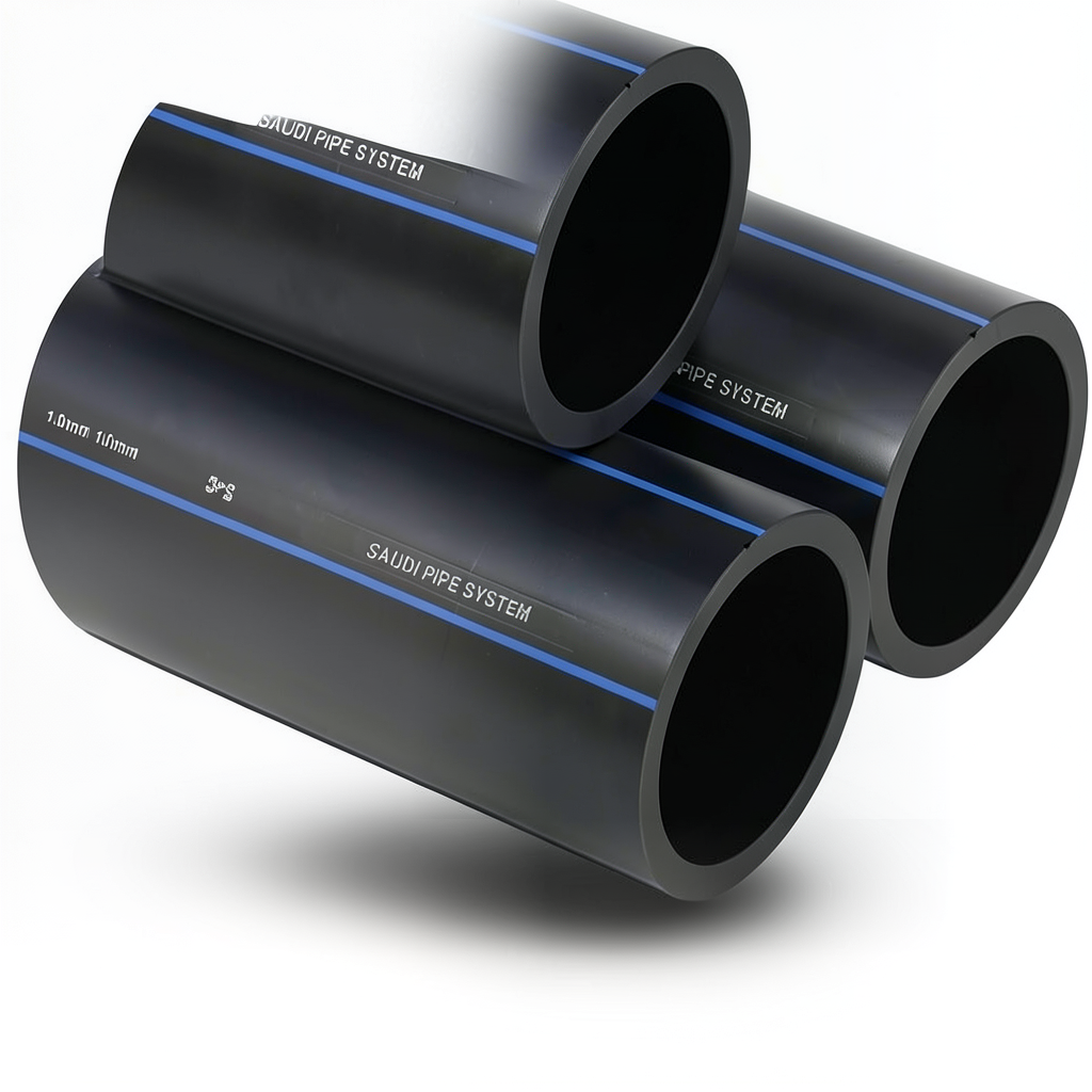 SPS HDPE Pipes PE 80 Pressure 8 Bar Outside Diameter 110 mm Thickness 6.6 mm Black | Saudi Pipes Systems (SPS)