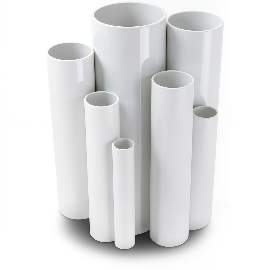 مواسير UPVC ضغط 10 بار قطر خارجي 200 مم سمك 9.6 مم لون أبيض