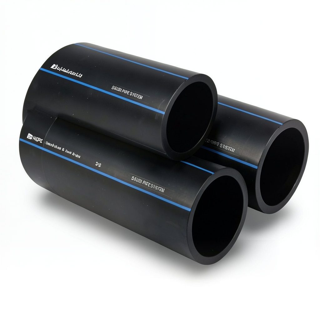 مواسير HDPE PE 80 ضغط 8 بار قطر خارجي 63 مم سمك 3.8 مم لون أسود | مصنع أنظمة الانابيب السعودي (SPS)