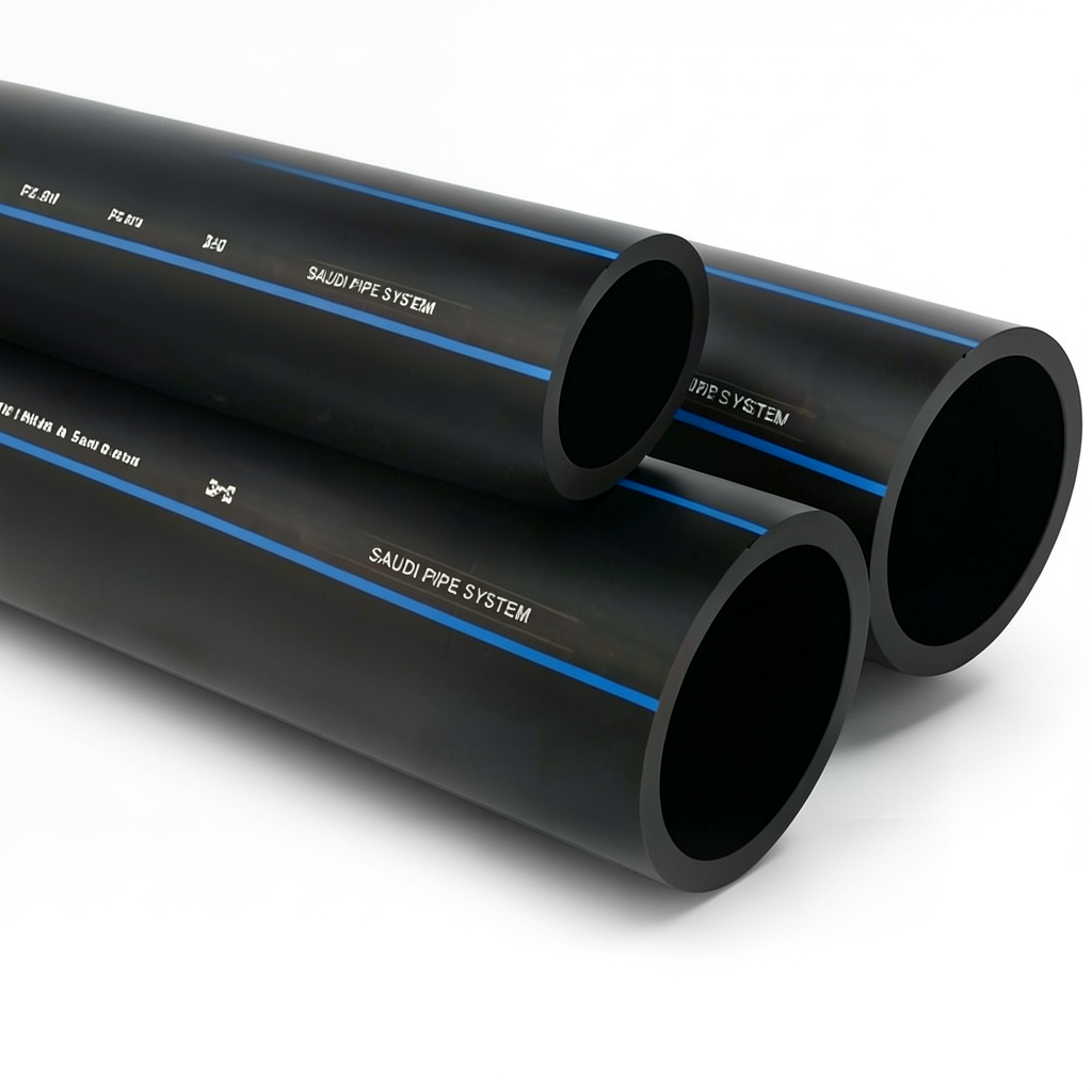 أنابيب HDPE SPS PE 80 ضغط 5 بار قطر خارجي 125 مم سمك 4.8 مم لون أسود | مصنع أنظمة الانابيب السعودي (SPS)