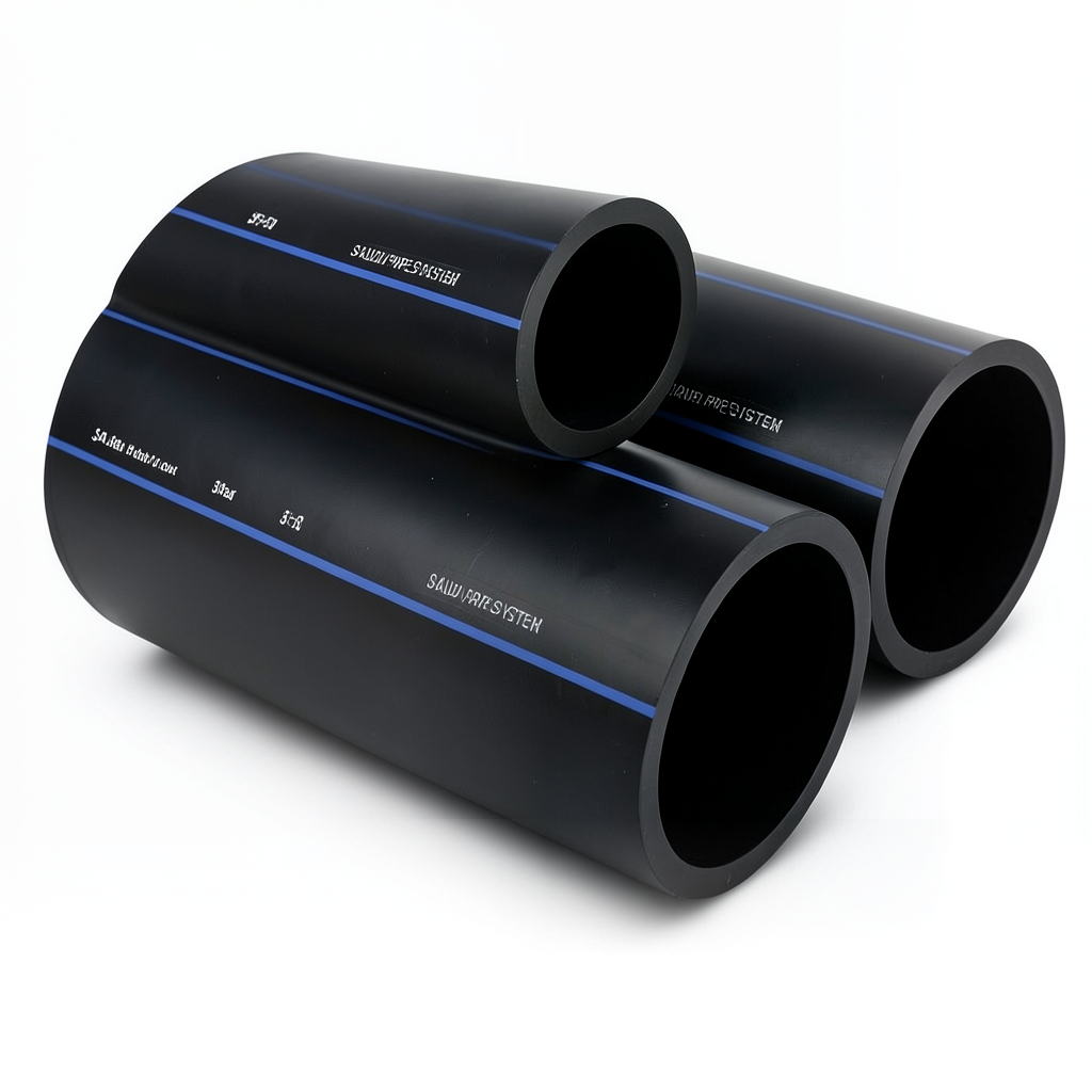 مواسير HDPE PE 80 ضغط 8 بار قطر خارجي 63 مم سمك 3.8 مم لون أسود | مصنع أنظمة الانابيب السعودي (SPS)