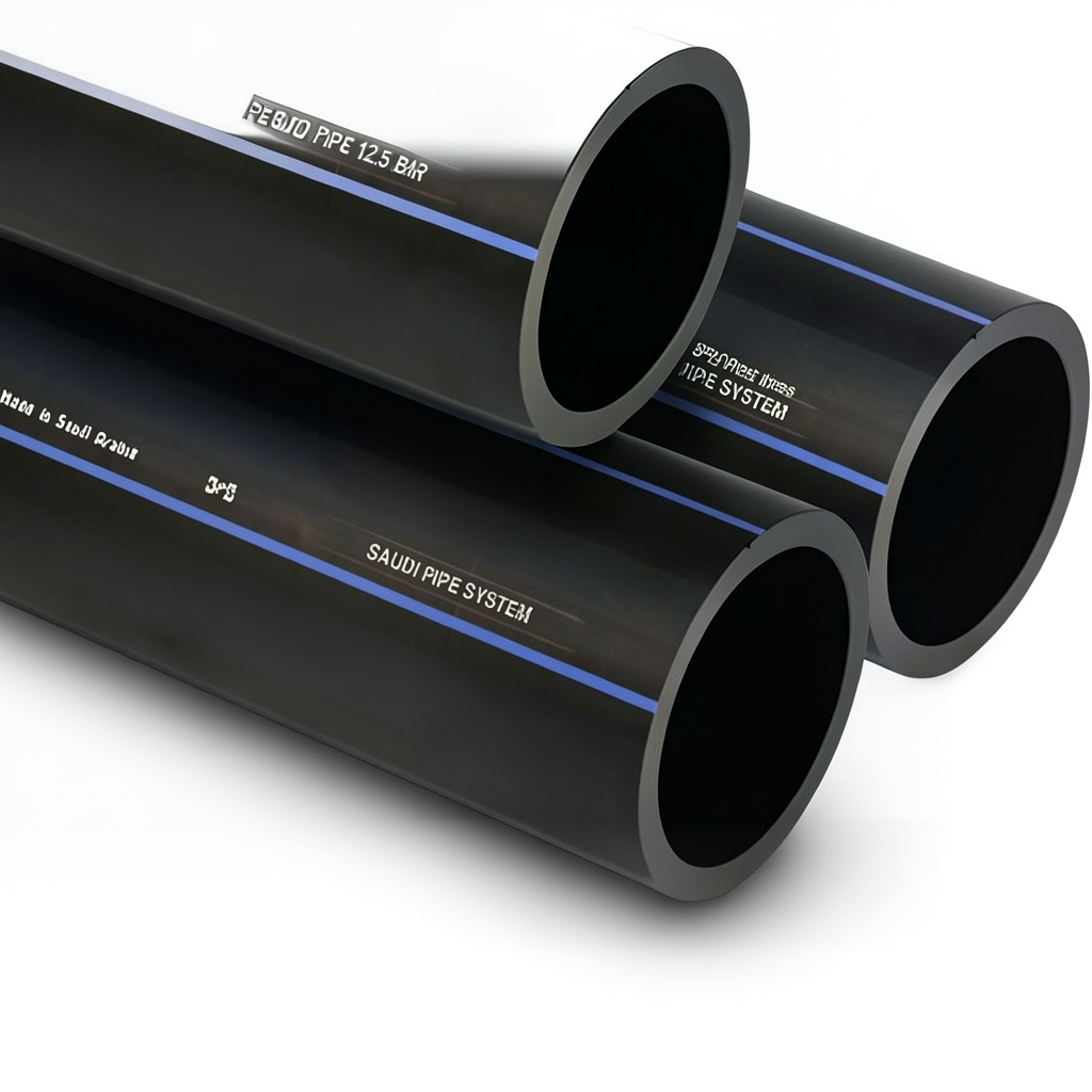 أنابيب HDPE PE 80 ضغط 12.5 بار قطر خارجي 125 مم سمك 11.4 مم لون أسود | مصنع أنظمة الانابيب السعودي (SPS)