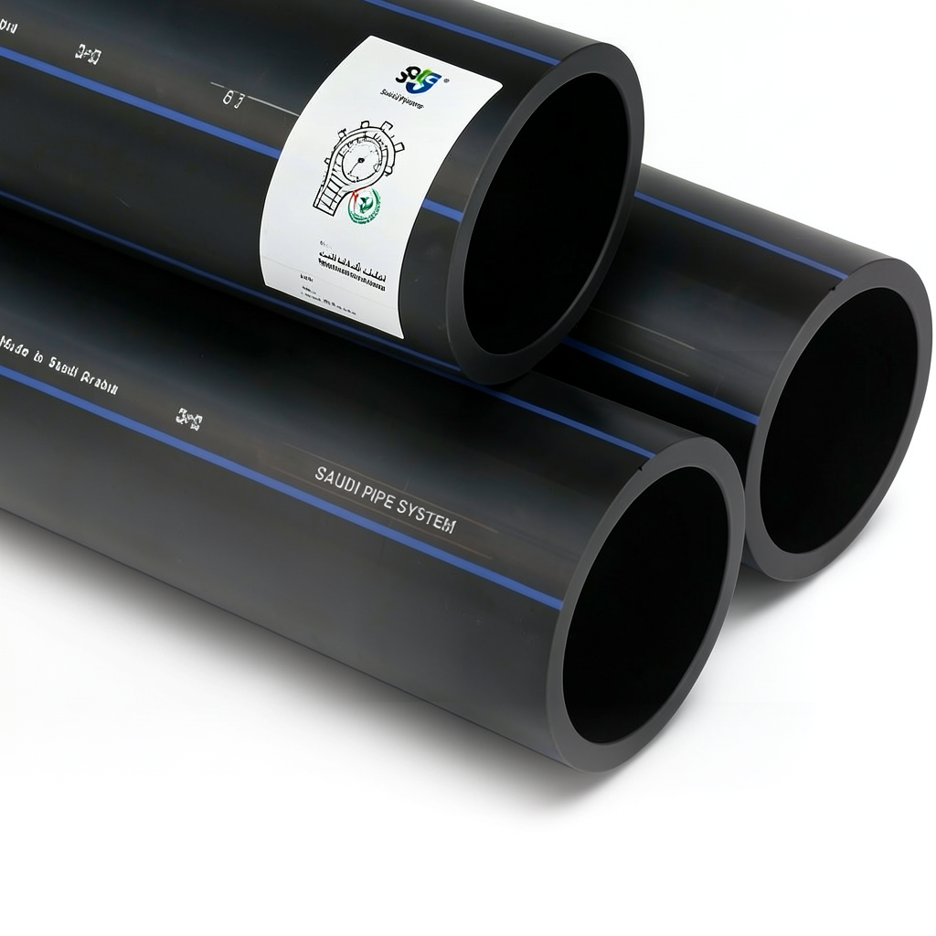أنابيب HDPE SPS PE 80 ضغط 12.5 بار قطر خارجي 63 مم سمك 5.8 مم لون أسود | مصنع أنظمة الانابيب السعودي (SPS)