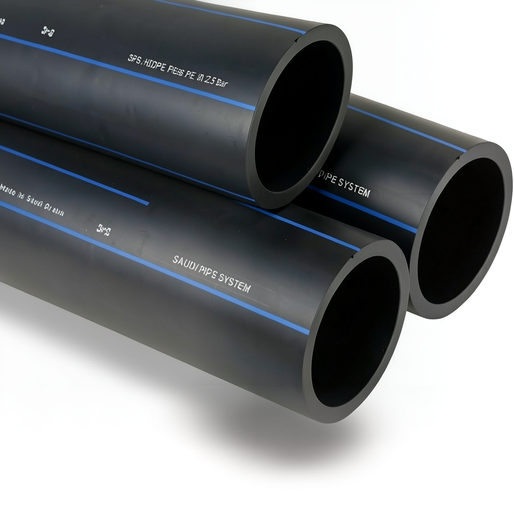 أنابيب HDPE SPS PE 80 ضغط 12.5 بار قطر خارجي 75 مم سمك 6.8 مم لون أسود | مصنع أنظمة الانابيب السعودي (SPS)