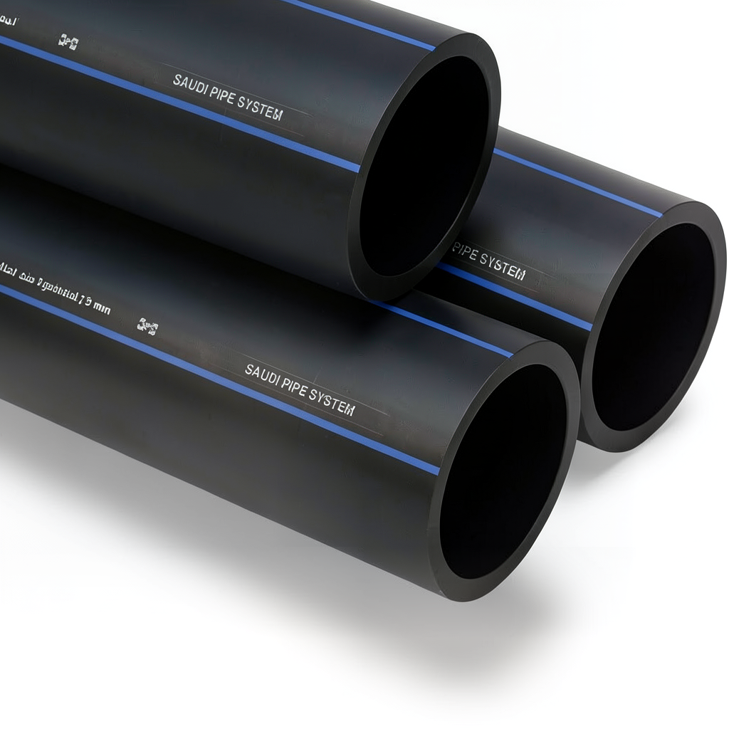 أنابيب HDPE SPS PE 80 ضغط 5 بار قطر خارجي 75 مم سمك 2.9 مم أسود | مصنع أنظمة الانابيب السعودي (SPS)