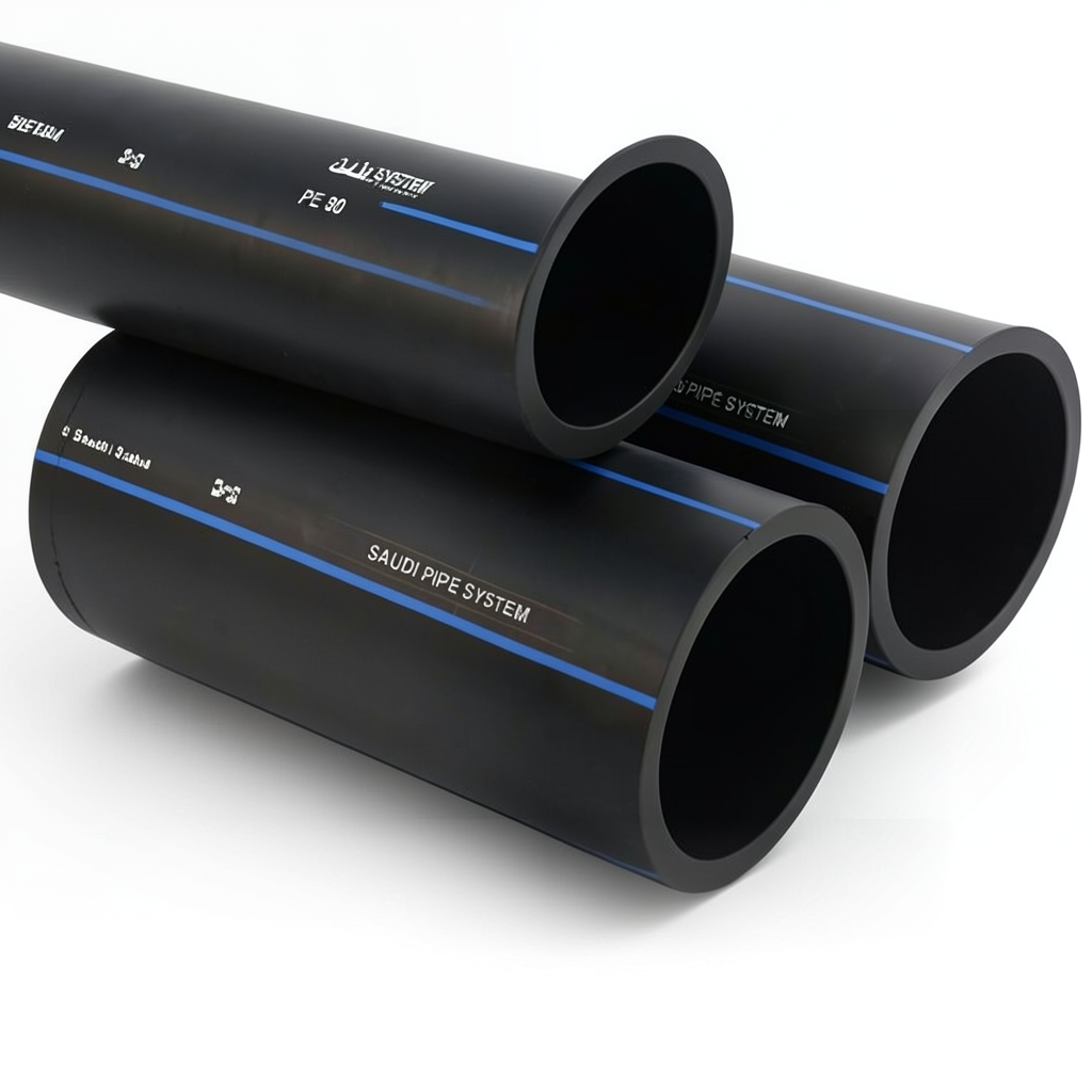 SPS HDPE Pipes PE 80 Pressure 8 Bar Outside Diameter 140 mm Thickness 8.3 mm Black | Saudi Pipes Systems (SPS)