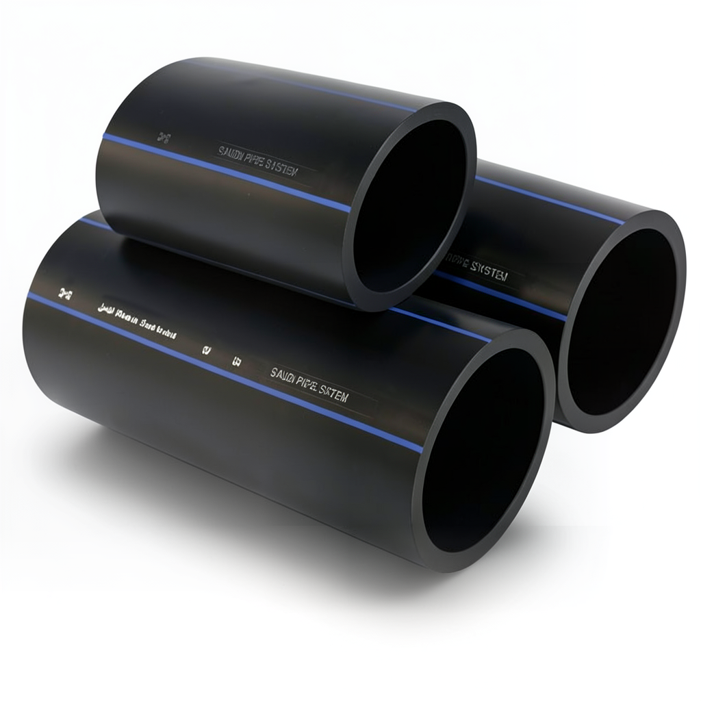 أنابيب HDPE السعودي PE 80 ضغط 8 بار قطر خارجي 90 مم سمك 5.4 مم لون اسود | مصنع أنظمة الانابيب السعودي (SPS)