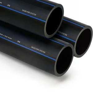 أنابيب HDPE السعودي PE 80 ضغط 8 بار قطر خارجي 75 مم سمك 4.5 مم لون أسود | مصنع أنظمة الانابيب السعودي (SPS)