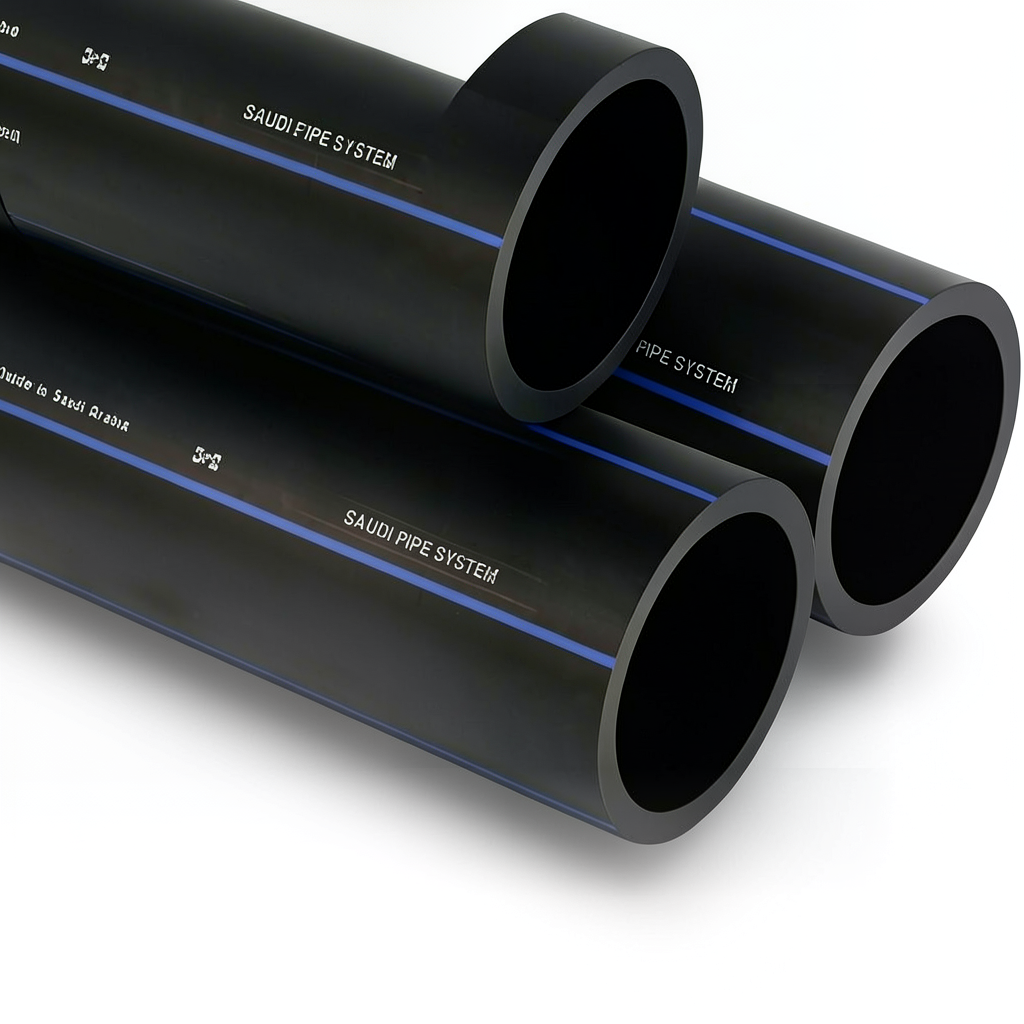 مواسير HDPE PE 80 ضغط 5 بار قطر خارجي 160 مم سمك 6.2 مم لون أسود | مصنع أنظمة الانابيب السعودي (SPS)