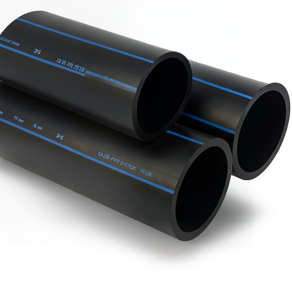 أنابيب HDPE SPS PE 80 ضغط 12.5 بار قطر خارجي 75 مم سمك 6.8 مم لون أسود | مصنع أنظمة الانابيب السعودي (SPS)