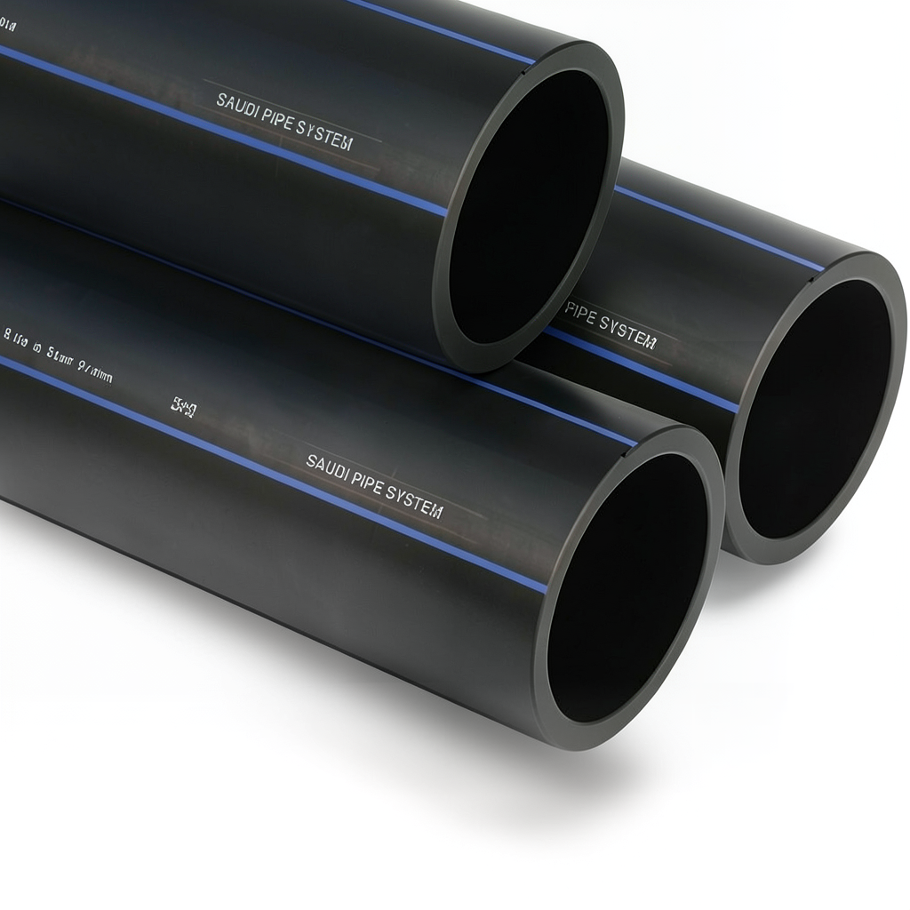 SPS HDPE Pipes PE 80 Pressure 8 Bar Outside Diameter 160 mm Thickness 9.5 mm Black | Saudi Pipes Systems (SPS)