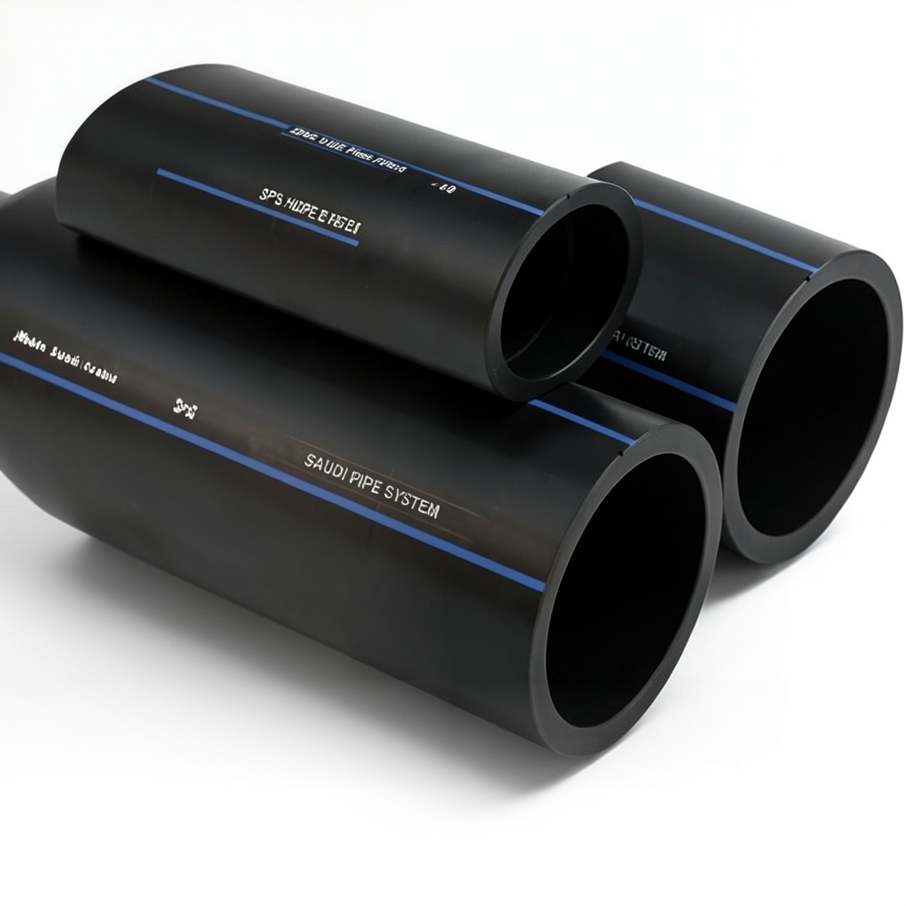 أنابيب SPS HDPE PE 80 ضغط 5 بار قطر خارجي 110 مم سمك 4.2 مم لون أسود | مصنع أنظمة الانابيب السعودي (SPS)