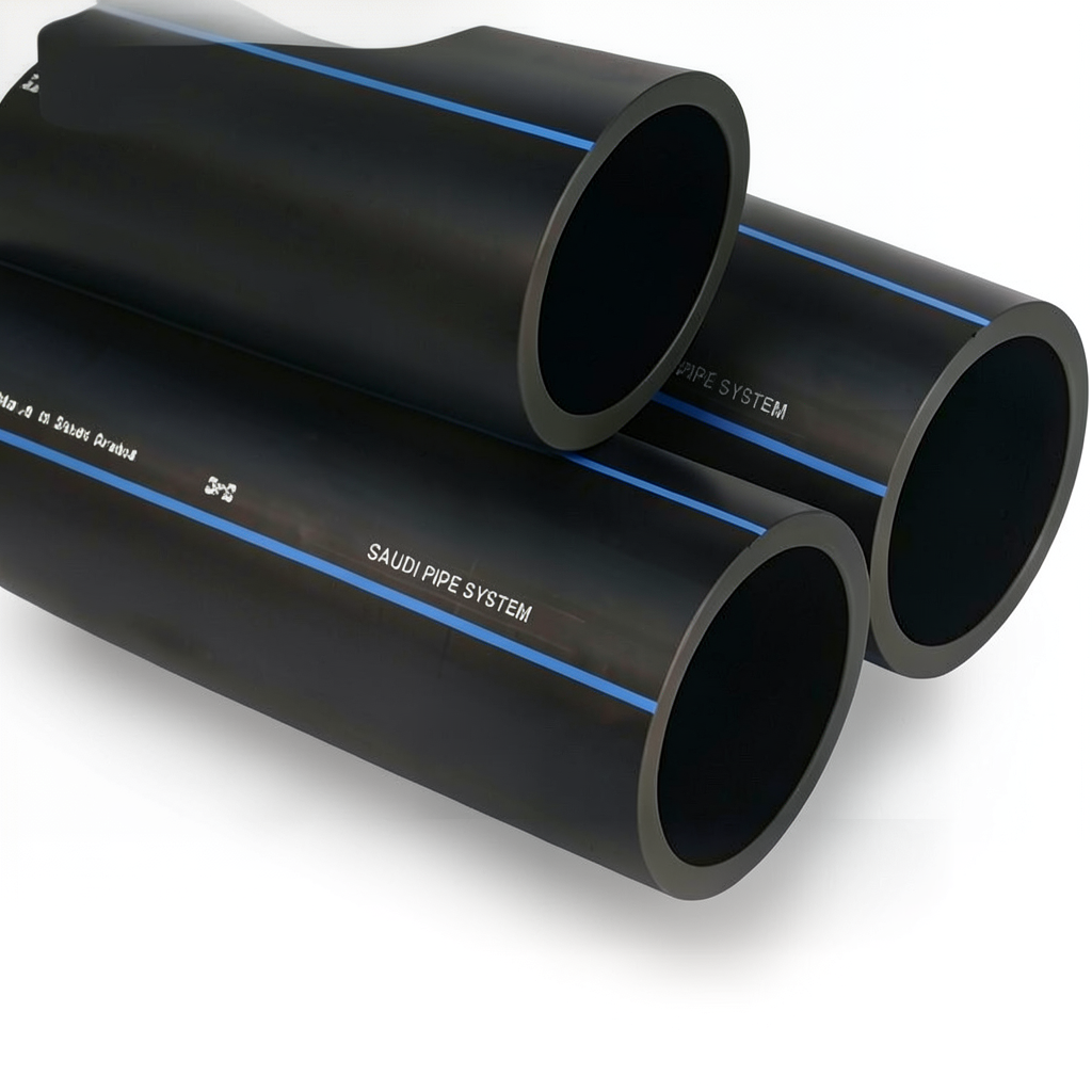 مواسير HDPE السعودي PE 80 ضغط 12.5 بار قطر خارجي 160 مم سمك 14.6 مم لون اسود | مصنع أنظمة الانابيب السعودي (SPS)