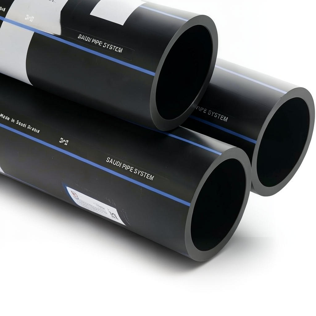 مواسير HDPE PE 80 ضغط 12.5 بار قطر خارجي 110 مم سمك 10 مم لون أسود | مصنع أنظمة الانابيب السعودي (SPS)