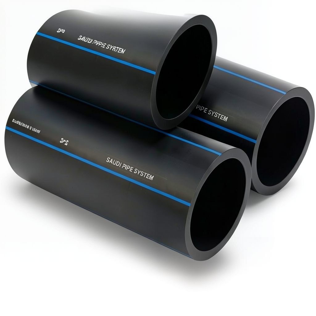 أنابيب HDPE SPS PE 80 ضغط 8 بار قطر خارجي 125 مم سمك 7.4 مم لون أسود | مصنع أنظمة الانابيب السعودي (SPS)