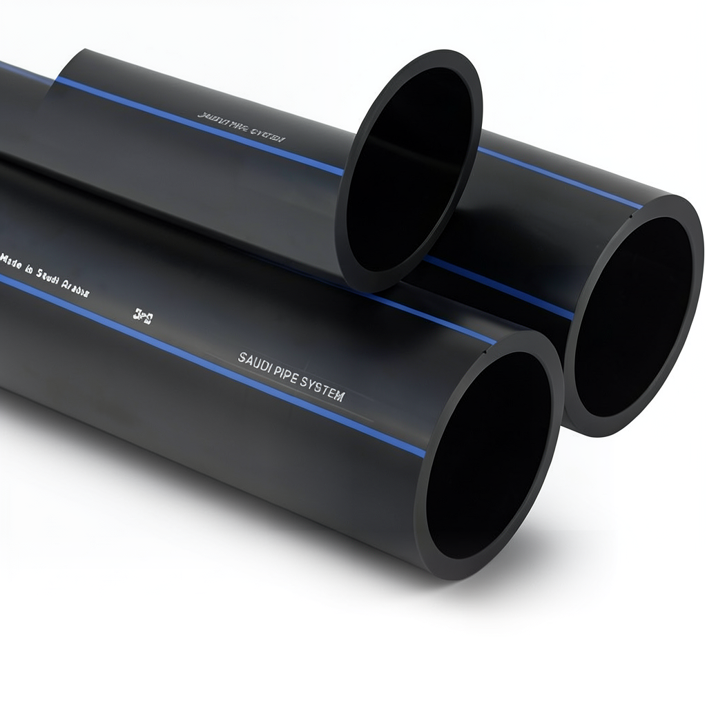 SPS HDPE Pipes PE 80 Pressure 5 Bar Outside Diameter 140 mm Thickness 5.4 mm Black | Saudi Pipes Systems (SPS)