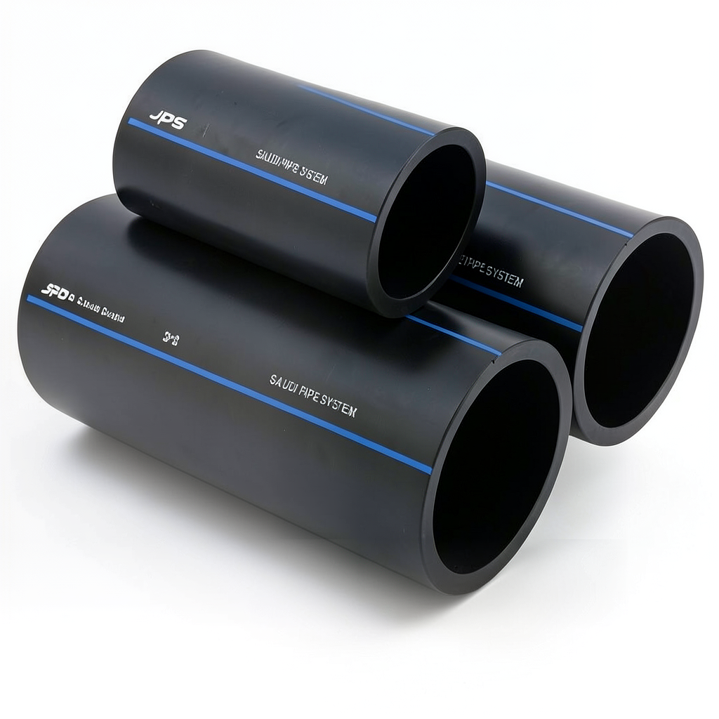 مواسير HDPE السعودي PE 80 ضغط 12.5 بار قطر خارجي 160 مم سمك 14.6 مم لون اسود | مصنع أنظمة الانابيب السعودي (SPS)