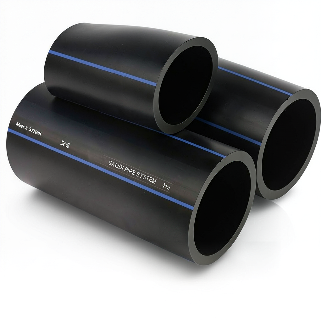 مواسير HDPE PE 80 ضغط 5 بار قطر خارجي 160 مم سمك 6.2 مم لون أسود | مصنع أنظمة الانابيب السعودي (SPS)