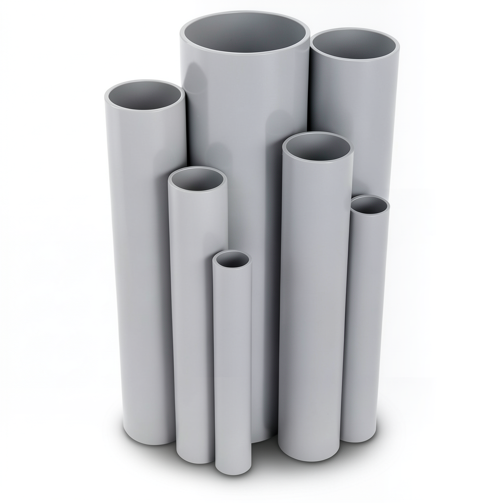 مواسير UPVC ضغط 2.5 بار قطر خارجي 225 مم سمك 1.8 مم لون رمادي