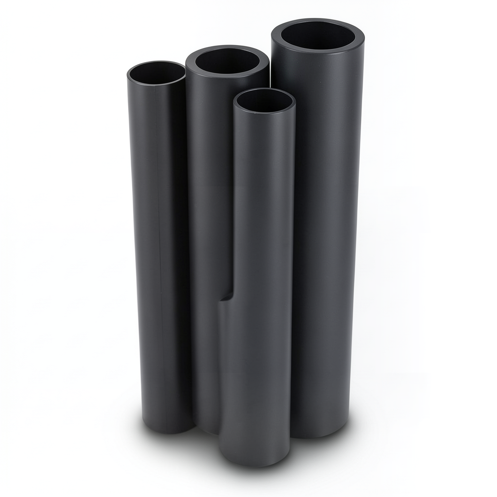 مواسير HDPE بولي ايثيلين عالي الكثافة PE 80 ضغط 8 بار قطر 450 مم سمك 40.9 مم لون أسود